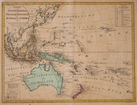 Karte vom Funften Erdthiel oder Polynasien-Inselwelt oder Australien od Sudindien
